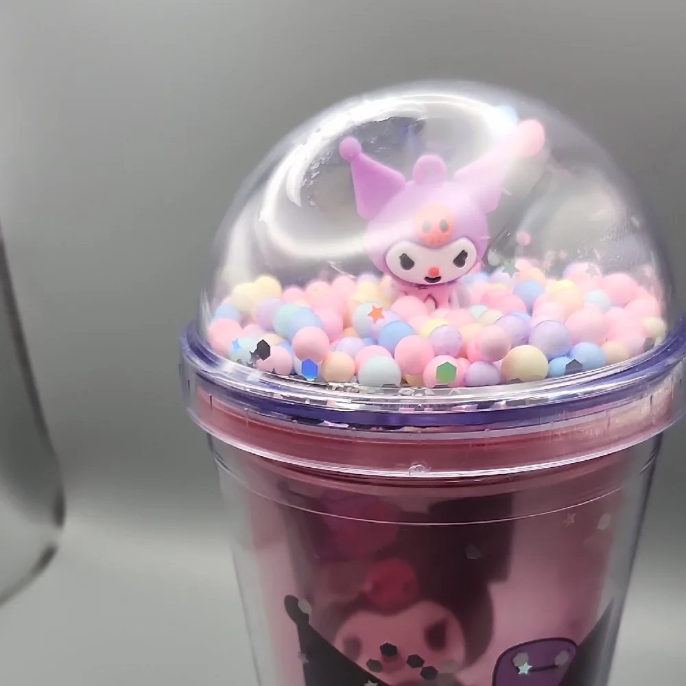Cute Character Tumbler with Straw - Pink